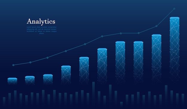 Gráfico de crecimiento digital en tecnología fondo azul Diagrama de investigación planificación de auditoría estadística gestión infografía análisis de datos alfabetización financiera Mercado de valores