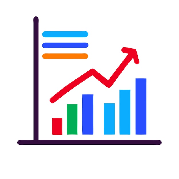 gráfico de crecimiento empresarial icono rojo y azul