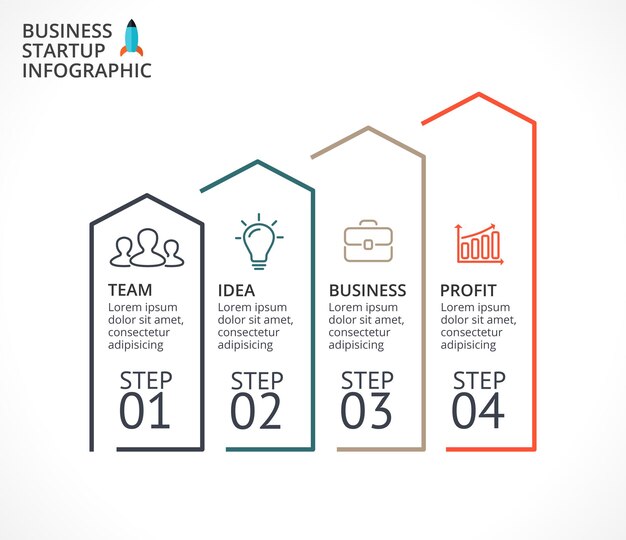 Vector gráfico de crecimiento con flechas gráfico infográfico con 4 pasos y opciones