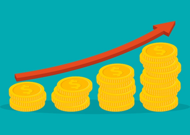 Gráfico de crecimiento de ingresos servicios bancarios informe financiero gráfico concepto ilustración vectorial