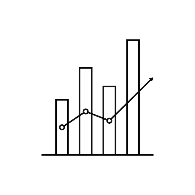 Vector gráfico de crecimiento de negocios estilo de diseño de iconos de esquema