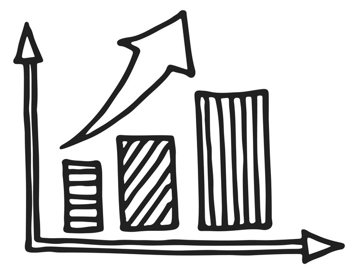 Vector gráfico de datos doodle icono de crecimiento de negocios financieros