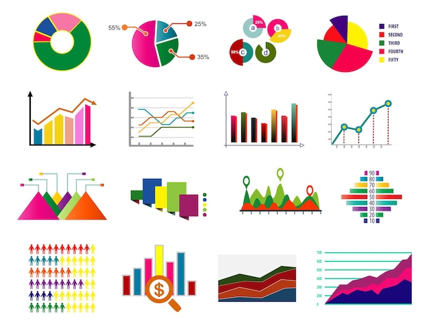 Vector gráfico de diagrama estadístico colorido. diagrama gráfico elementos gráficos vector negocio diagrama datos plantilla