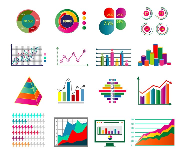 Vector gráfico de diagrama estadístico colorido. diagrama gráfico elementos gráficos vector negocio diagrama datos plantilla
