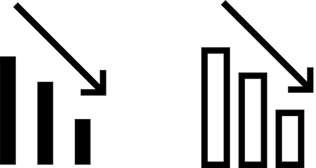 gráfico de disminución gráfico hacia abajo símbolo de signo glifo y estilo de línea ilustración vectorial