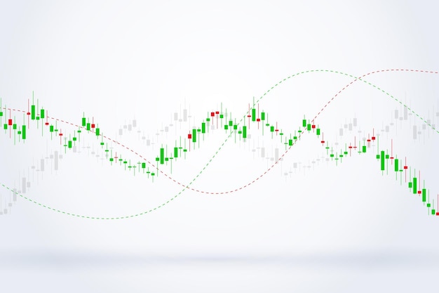 Gráfico económico con diagramas en el mercado de valores, para conceptos e informes comerciales y financieros. Velas japonesas Fondo de vector abstracto