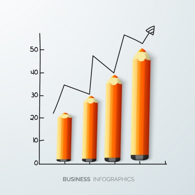 Vector gráfico empresarial con lápices naranjas