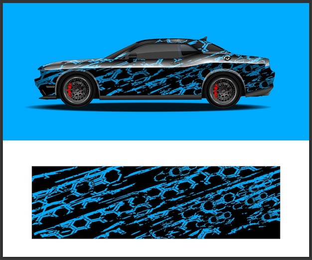 Gráfico de envoltura de coche Tira de carreras abstracta y fondo para librea de carreras