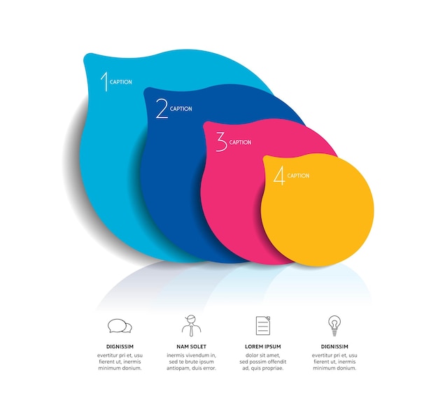 Gráfico de esquema de plantilla de banner de opciones de infografía circular diseño de cuatro pasos ilustración vectorial