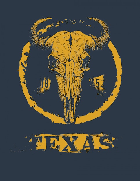 Gráfico estampado de la camiseta del búfalo de Texas