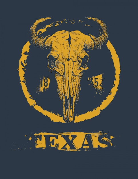 Gráfico estampado de la camiseta del búfalo de texas