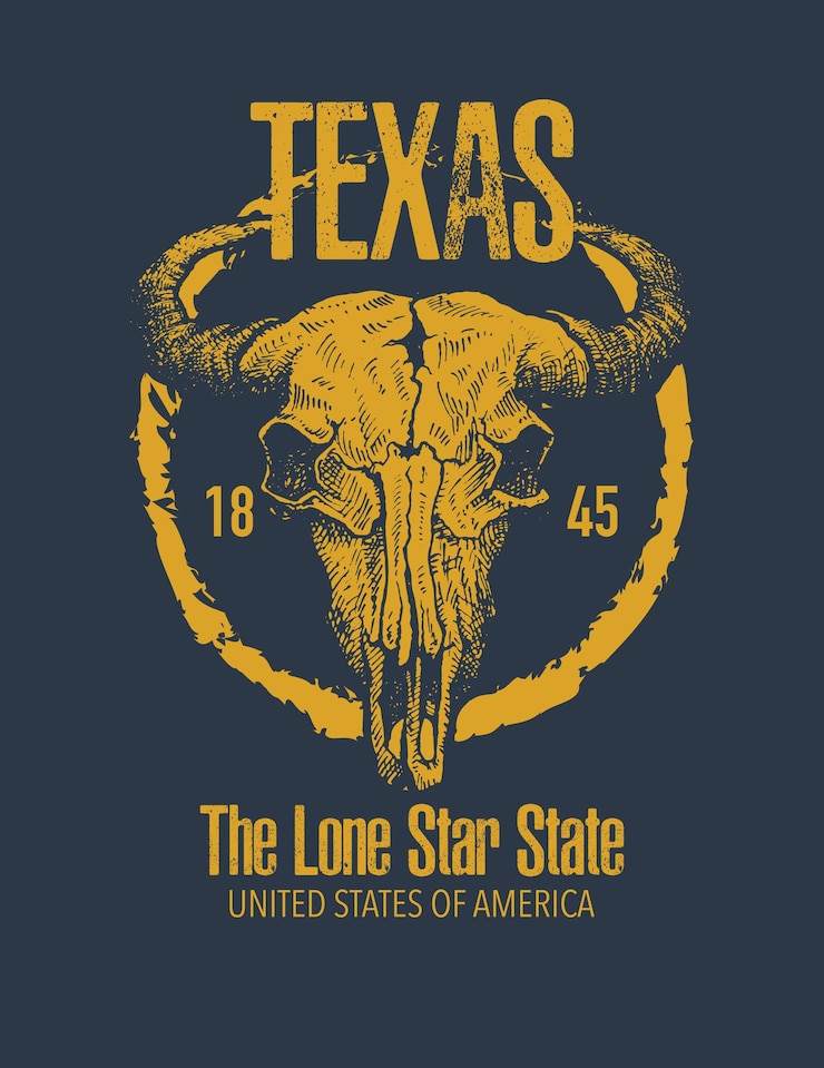 Vector gráfico estampado de la camiseta del búfalo de texas