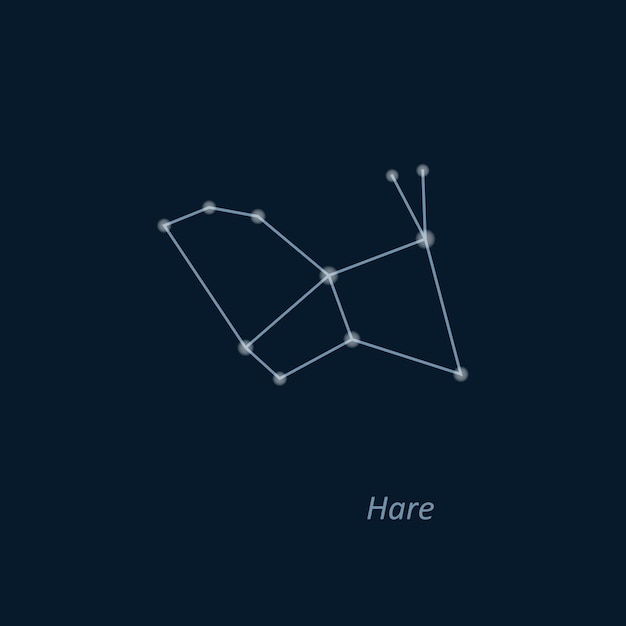 Gráfico de estrellas de astronomía científica sobre fondo azul profundo Constelación de Lepus Ilustración vectorial
