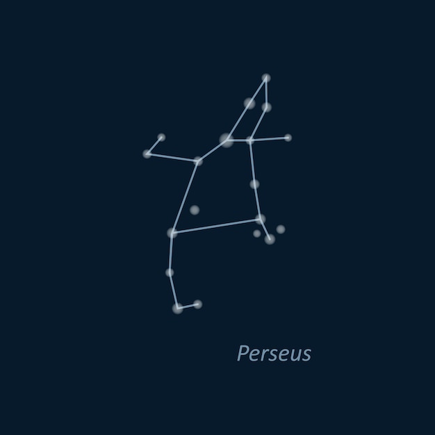 Vector gráfico de estrellas de astronomía científica sobre fondo azul profundo constelación de perseo ilustración vectorial