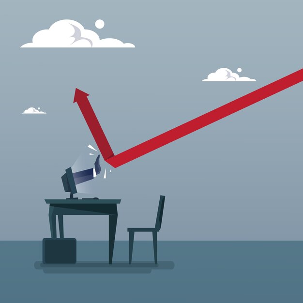 Vector gráfico de finanzas de la construcción del hombre de negocios