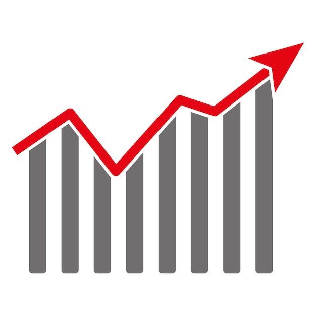 Gráfico con flecha hacia arriba Símbolo de icono de gráfico creciente Signo de gráfico de inflación Ilustración vectorial