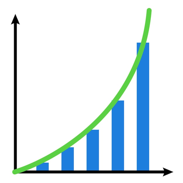 Gráfico con flecha, ilustración relacionada con matemáticas, formas geométricas