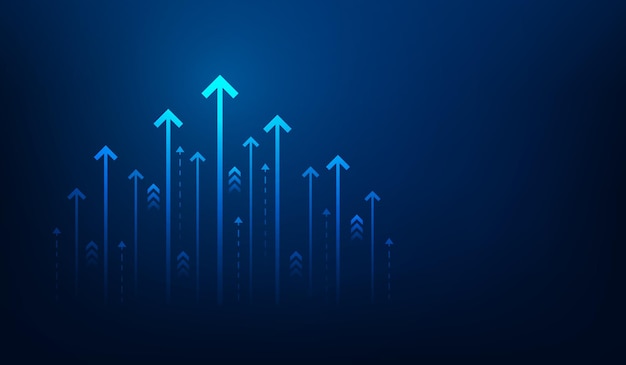 Gráfico de flecha de negocios crecimiento del mercado de valores al éxito estrategia de gráfico de datos financieros