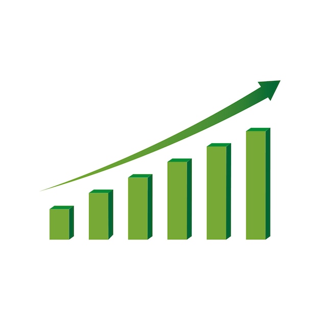 Gráfico de flecha verde. Éxito empresarial Crecimiento. diagrama gráfico financiero. ilustración vectorial