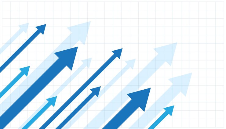 Vector gráfico de fondo de flecha gráfico financiero con flechas hacia arriba ilustración vectorial.