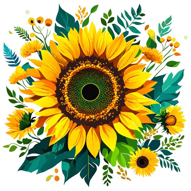 Gráfico de girasol aislado en vector