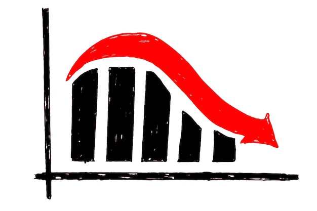 Gráfico gráfico de aumento negro vectorial simple de línea gruesa de garabato