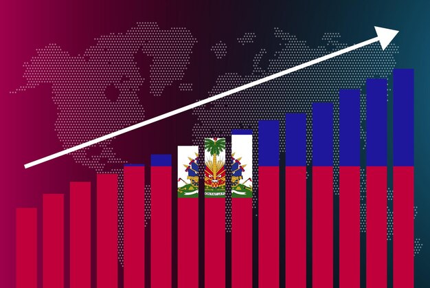 Vector gráfico de gráfico de barras de haití, valores crecientes, concepto de estadísticas del país, bandera de haití en gráfico de barras