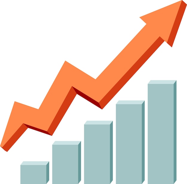 Vector gráfico de gráfico de barras de tendencia ascendente 3d