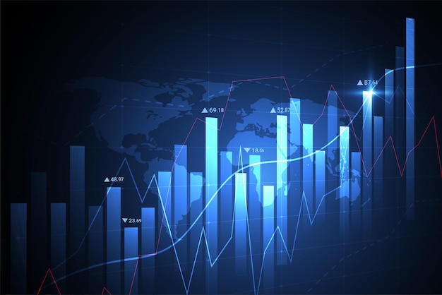 Gráfico gráfico de candelas comerciales de inversión en el mercado de valores con diseño de fondo blanco Punto alcista Tendencia del gráfico Ilustración vectorial