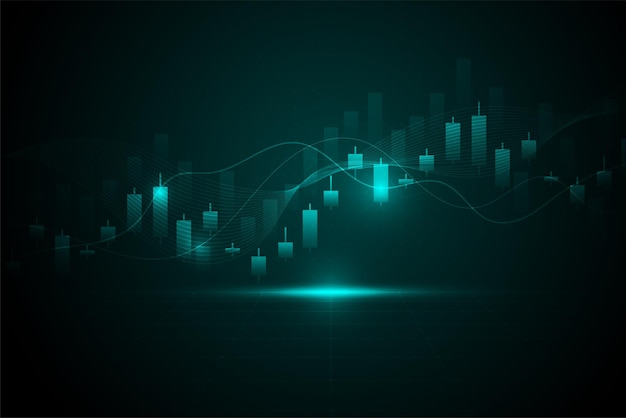 Gráfico de gráfico de candlestick de negocios de tendencia abstracta del comercio de inversiones en el mercado de valores