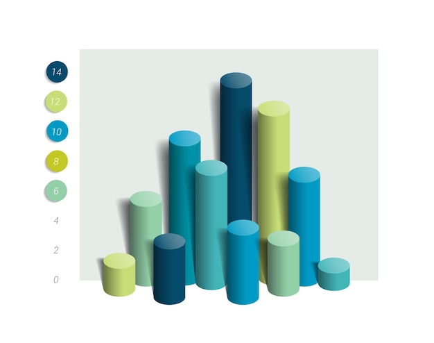 Vector gráfico de gráfico de columna 3d elementos de infografía editables en color simple