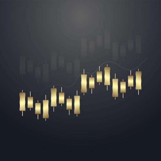 Un gráfico de gráfico dorado gráficos de barras de lujo con flecha de tendencia ascendente en la parte superior utilizado para la vela de negocios