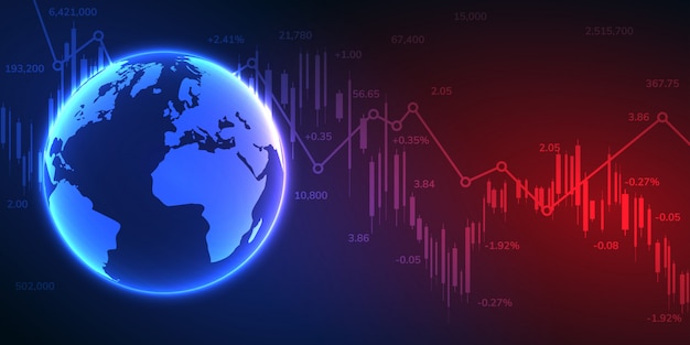 Vector gráfico de gráfico de palo de vela empresarial de comercio de inversión en el mercado de valores, punto alcista, punto bajista para conceptos comerciales y financieros, informes e inversiones