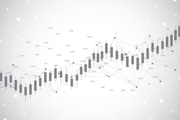 Gráfico del gráfico del palo de la vela del negocio de la ilustración del comercio de inversión del mercado de valores