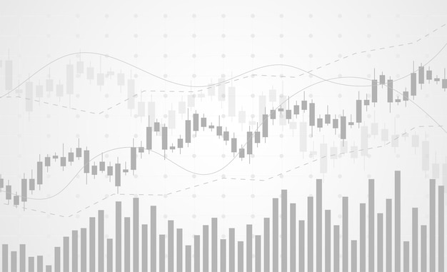 Gráfico de gráfico de velas comerciales de inversión en el mercado de valores sobre un fondo blanco Diseño de punto alcista Tendencia del gráfico Ilustración vectorial