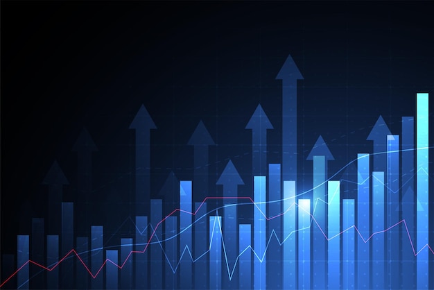 Gráfico de gráfico de velas comerciales de inversión en el mercado de valores sobre un fondo blanco Diseño de punto alcista Tendencia del gráfico Ilustración vectorial