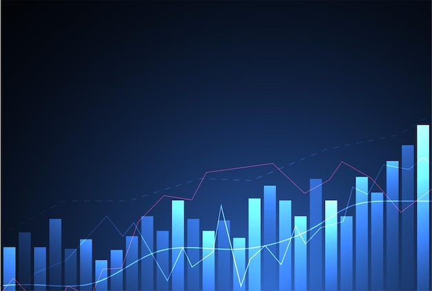 Gráfico de gráfico de velas comerciales de inversión en el mercado de valores sobre un fondo blanco Diseño de punto alcista Tendencia del gráfico Ilustración vectorial