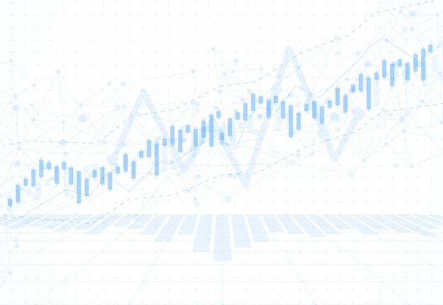 Gráfico de gráfico de velas comerciales de inversión en el mercado de valores sobre un fondo blanco Diseño de punto alcista Tendencia del gráfico Ilustración vectorial