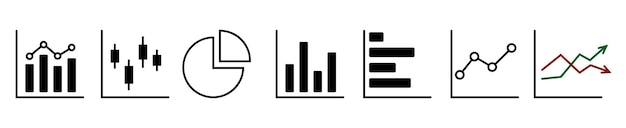 Gráfico icono gráfico de línea gráfico circular estadísticas analíticas y símbolo de signo de icono de inversión