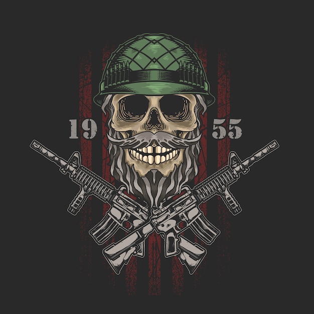 gráfico de ilustración de ejército de cráneo americano
