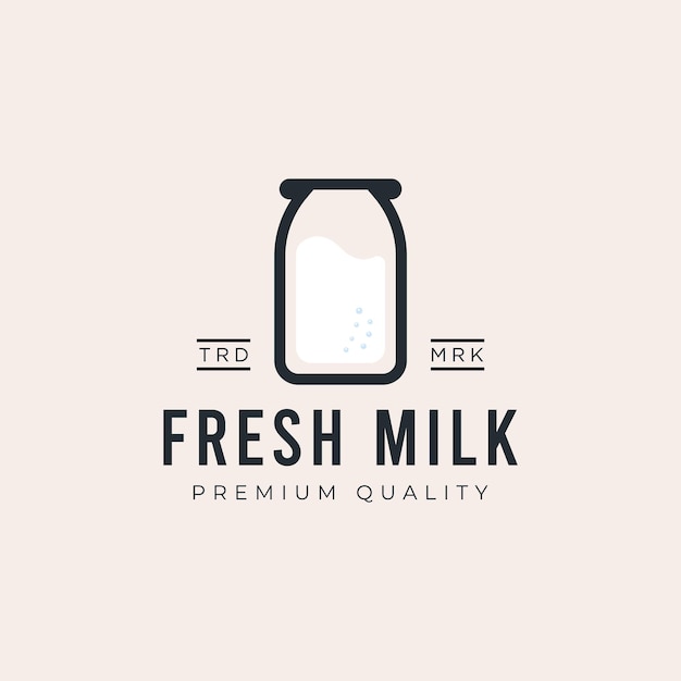 Gráfico de ilustración de la etiqueta del emblema del logotipo de leche fresca Diseño de icono vintage de bebida simple