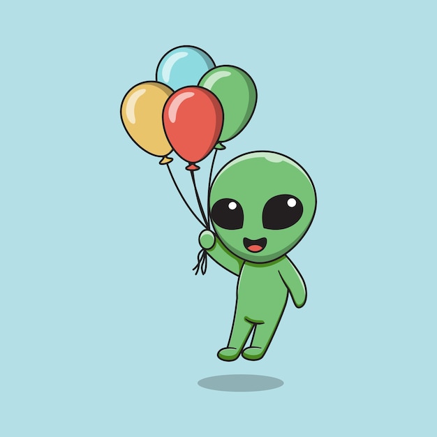 Gráfico de ilustración de extraterrestres sosteniendo globos.