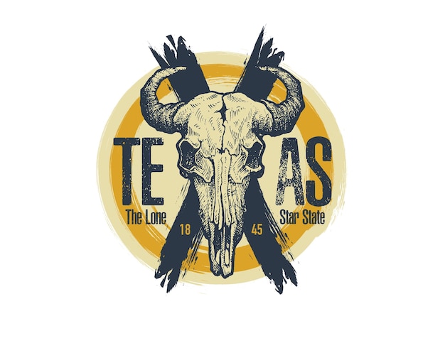 Vector gráfico de impresión de camiseta de búfalo de texas.