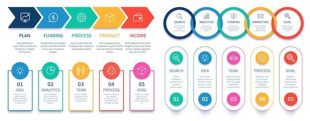 Gráfico de infografía de pasos de proceso