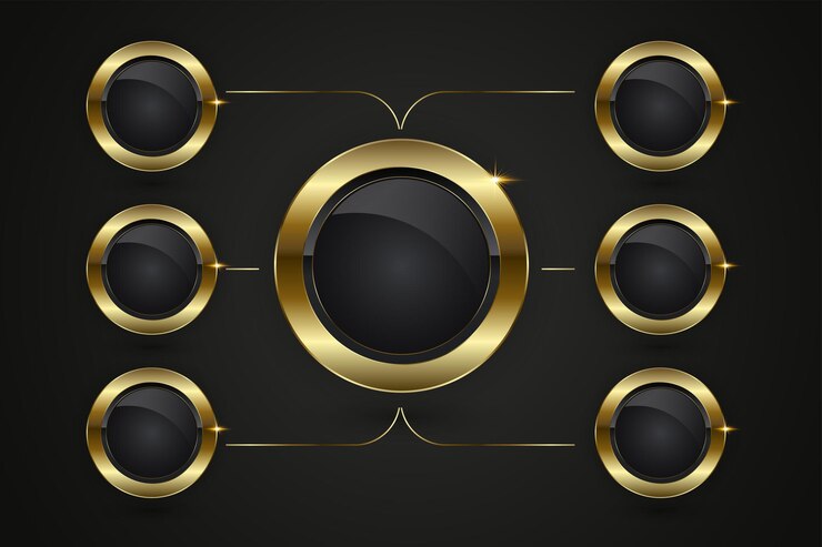 Vector gráfico infográfico de lujo de buttons design la elegante estructura del gráfico de botones con un núcleo negro profundo