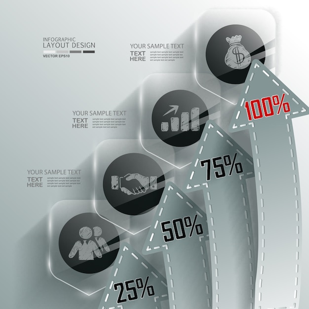 Vector gráfico de información comercial con paso y número de información