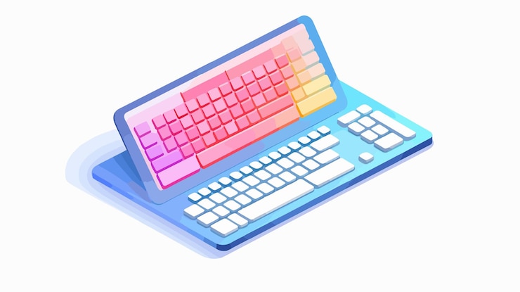 Vector gráfico de información financiera profesional en la ilustración vectorial del teclado de la computadora
