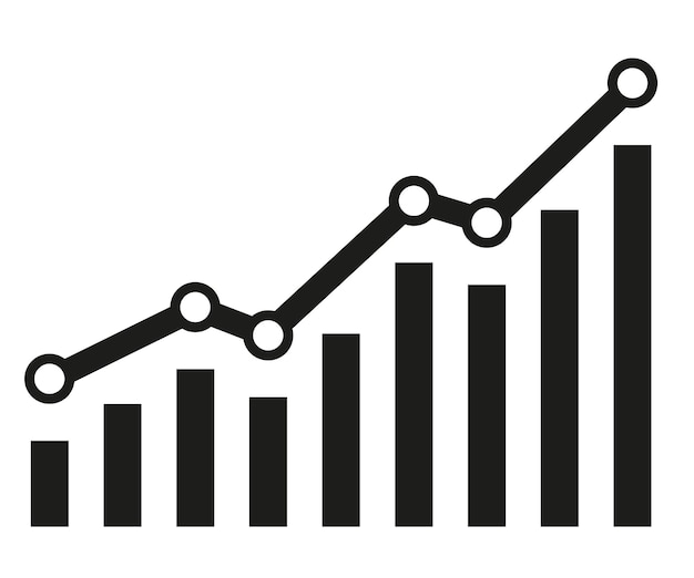 Gráfico con informe de aumento Diagrama con aumento y progreso de ganancia Ilustración vectorial