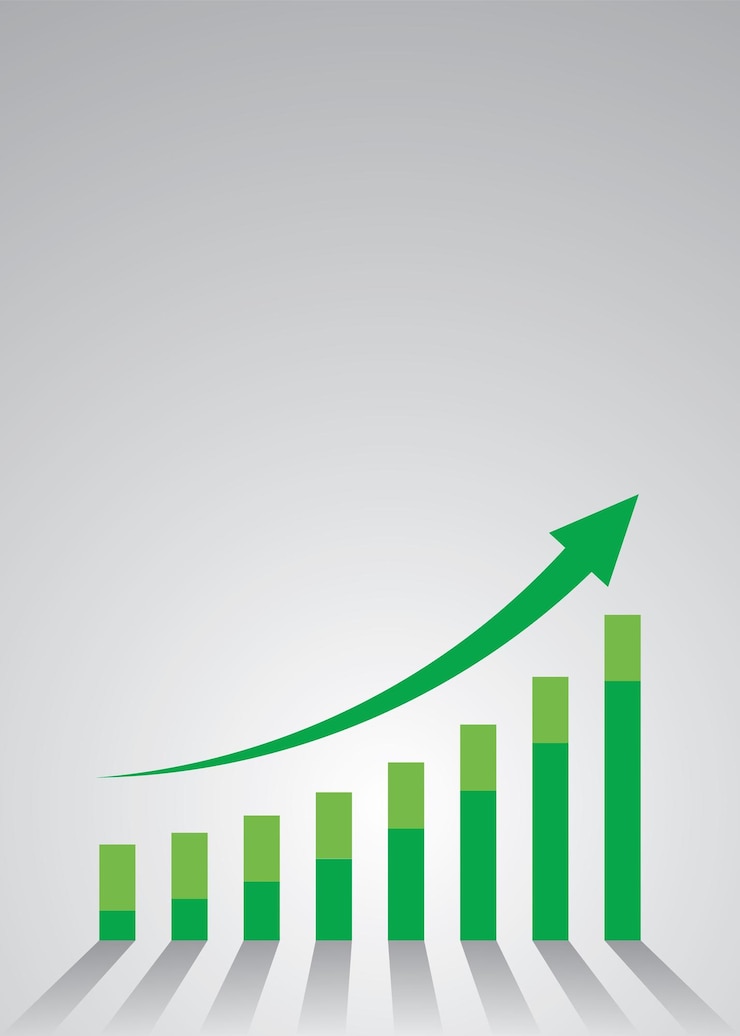 Vector gráfico con informe de aumento y fondo en blanco diagrama con progreso de aumento ilustración vectorial negocios