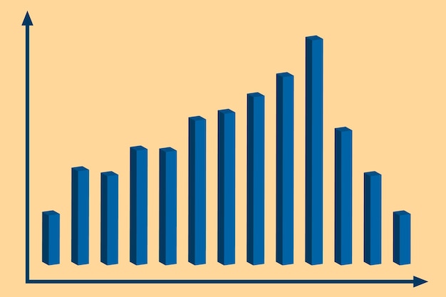 Gráfico con informe de disminución diagrama con progreso de recesión y quiebra ilustración de vector de negocios y finanzas